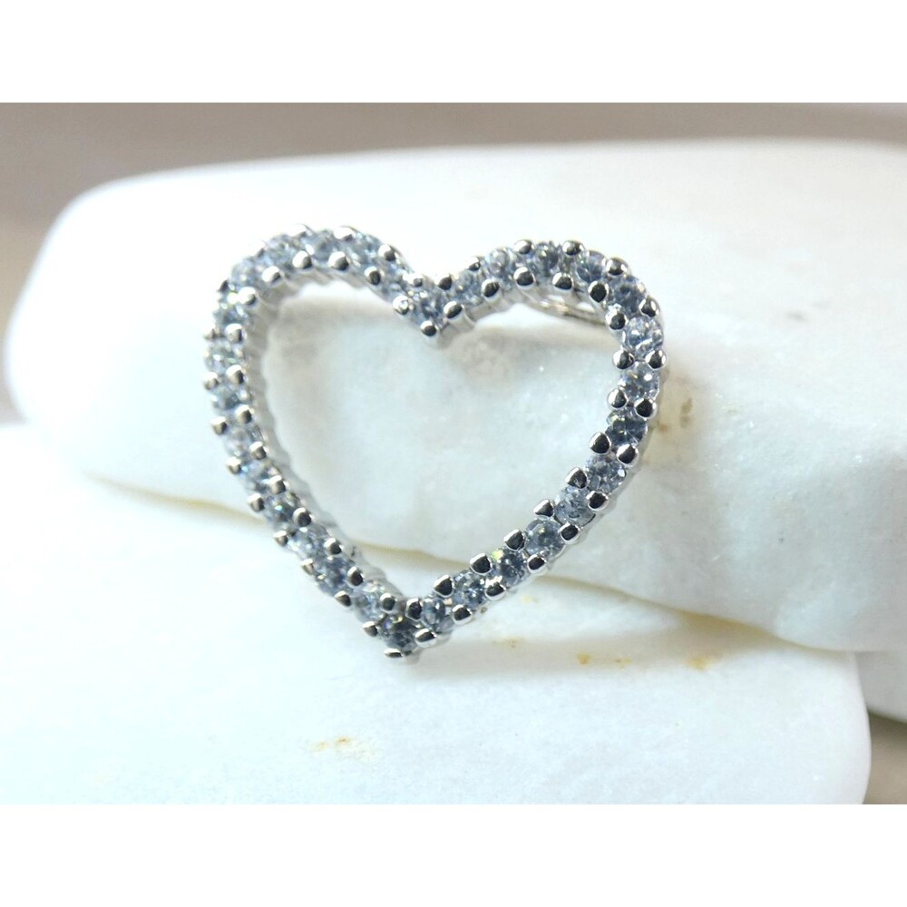 Sterling Silver Sparkling CZ Love Heart Pendant